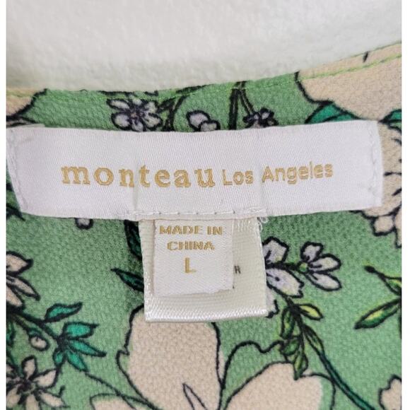 Monteau Los Angelous Womens Dress Large Midi 3/4 Sleeve Floral Boho Cottage Core - Picture 9 of 9